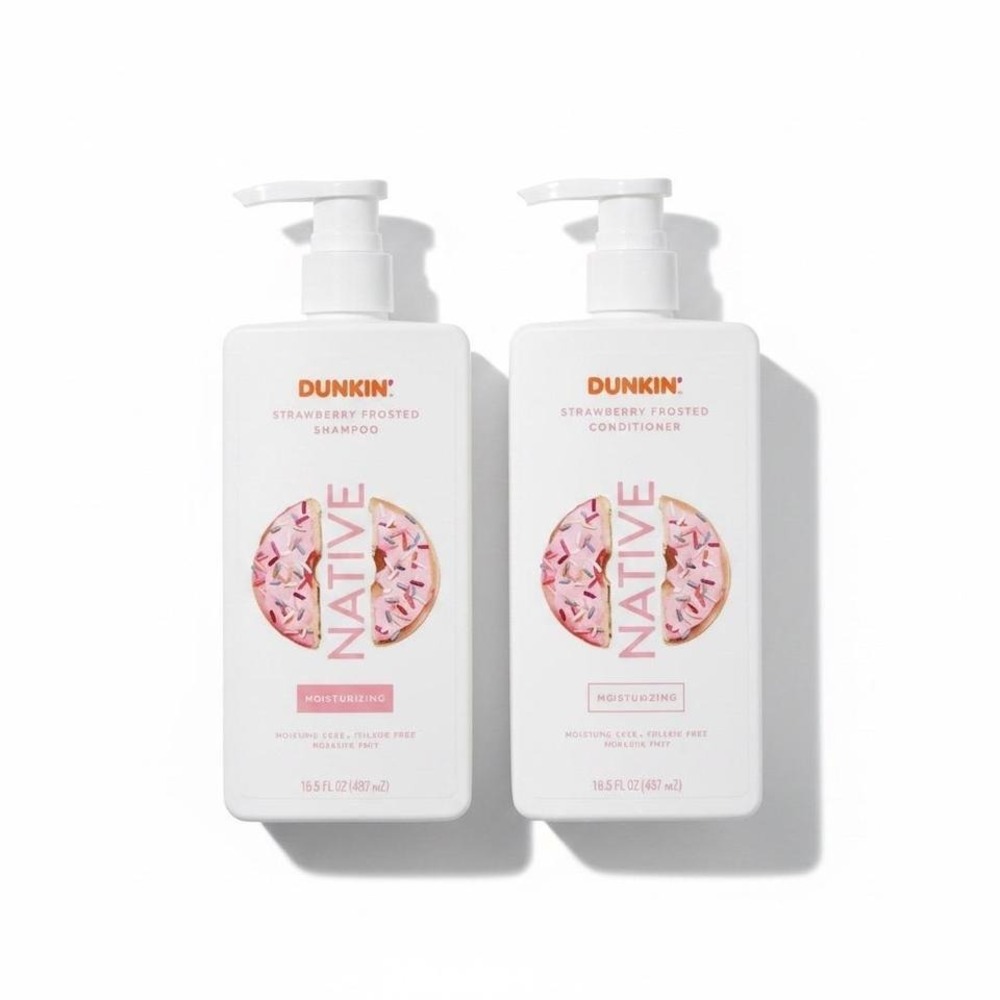 Native Dunkin Strawberry Frosted Shampoo and Conditioner Set 16.5 oz Limited Ed